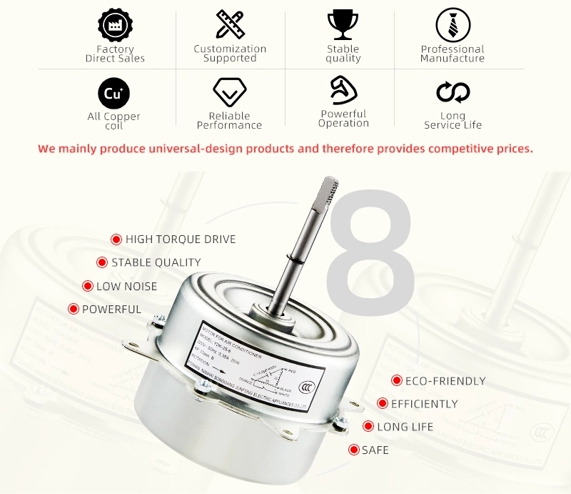 High Quality AC Fan Motor for Air Cooler Condenser 220-240V 50-60Hz Ydk25-6-1